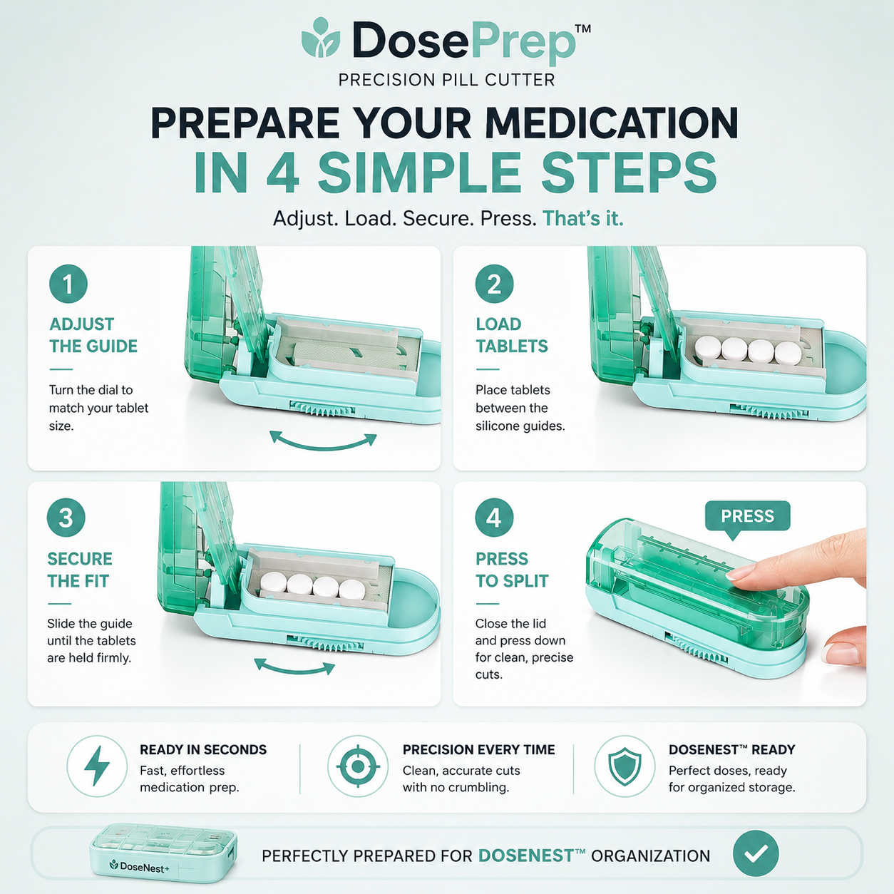 DosePrep™ – Precision Pill Cutter