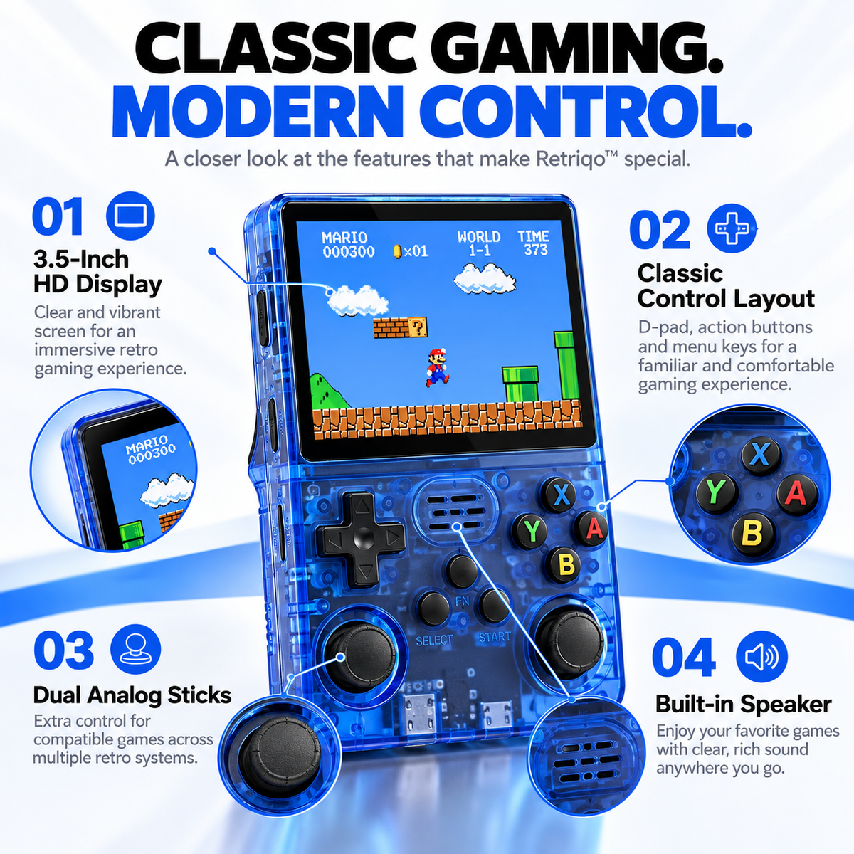 Retriqo™ - Portable Retro Gaming Console