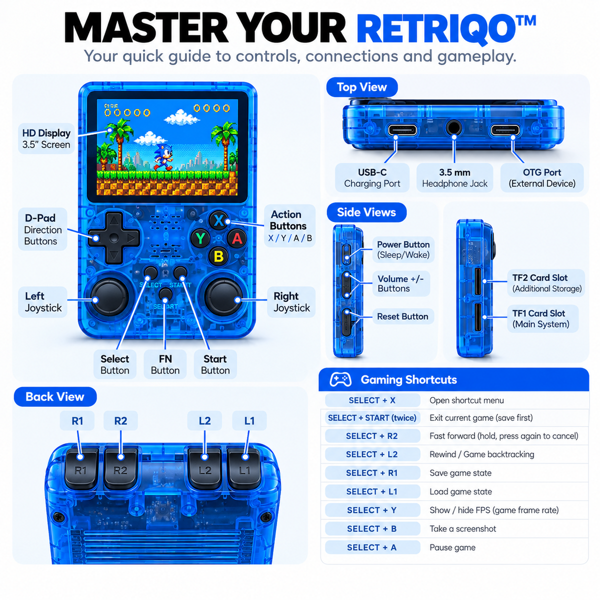 Retriqo™ - Portable Retro Gaming Console