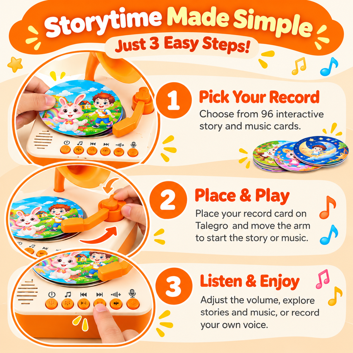 Talegro™ — Kids Interactive Storytelling Record Player